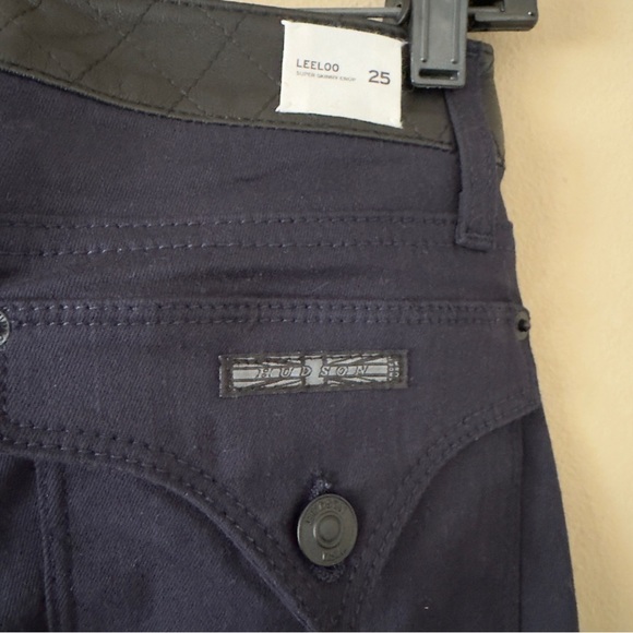 NWT Navy Hudson Jeans Leeloo Quilted Leather Stripe 25 Retail $298 - Picture 10 of 12
